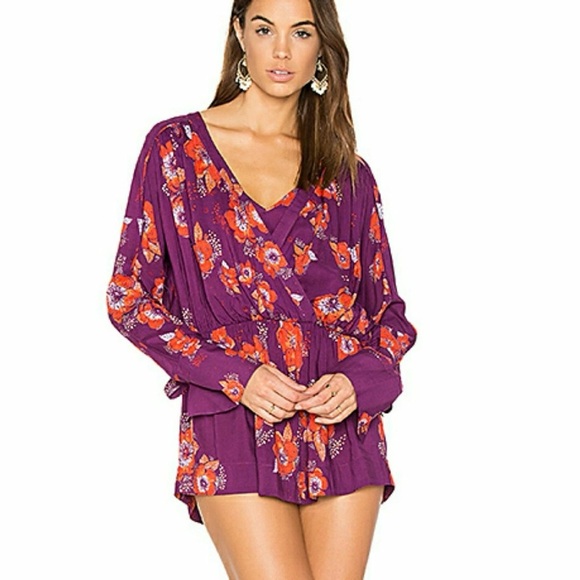 Free People Tops - Free People Tuscan Dream Floral Plum Tunic Blouse Size M